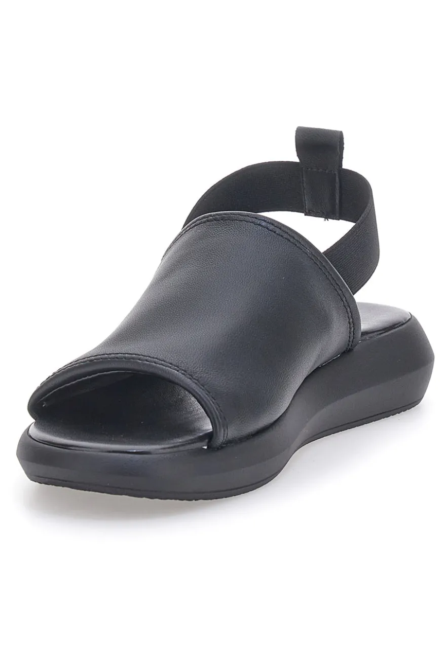 Sandali Neri In Vera Pelle Made in Italy Con Elastico Pittarello Focus 19515