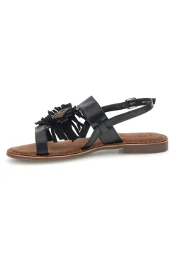 Sandali neri in vera pelle con frange Pittarello look IF10277