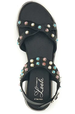 Sandali neri in vera pelle con borchie multicolor Pittarello look IF6980