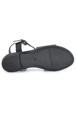 Sandali neri in vera pelle con fascia e cinturino Pittarello focus 222210