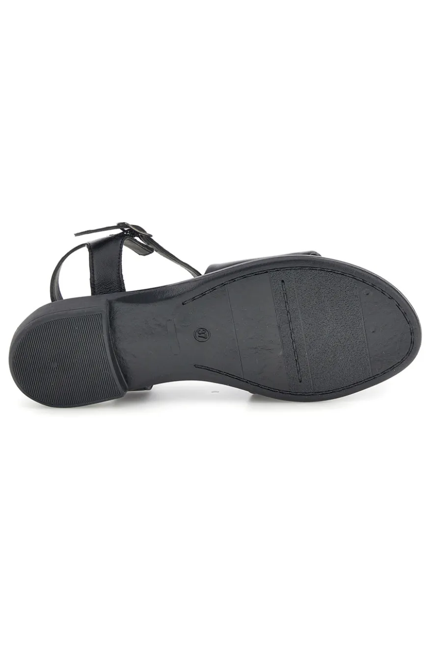 Sandali neri in vera pelle con fascia e cinturino Pittarello focus 222210
