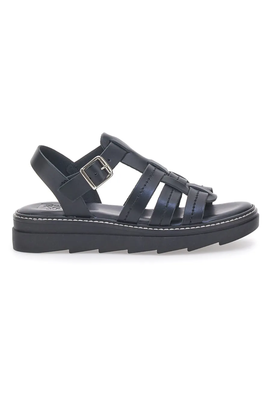 Sandali Neri in Vera Pelle Made in Italy PITTARELLO ROCK 15432