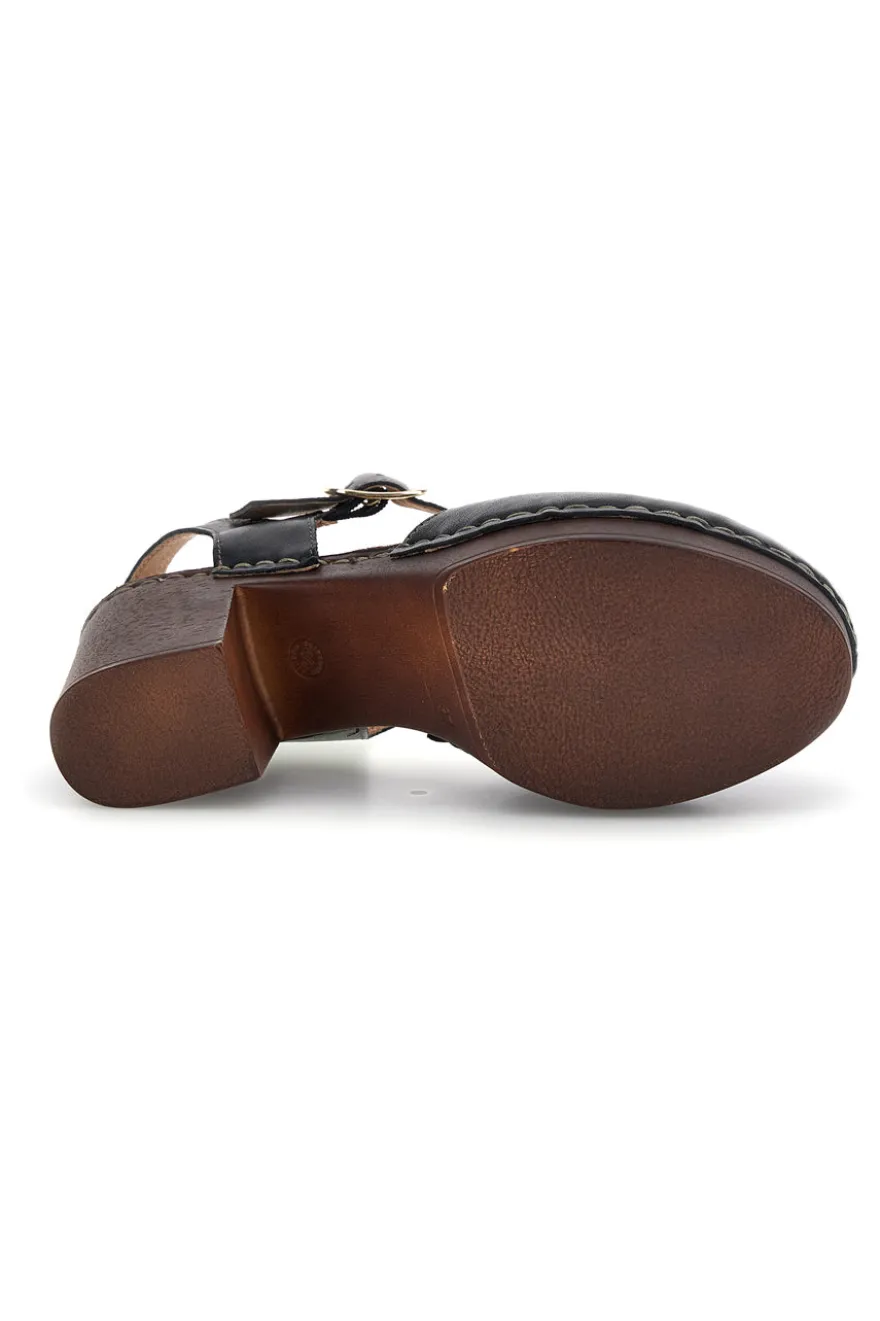 Sandali neri in vera pelle con tacco Pittarello 1145971