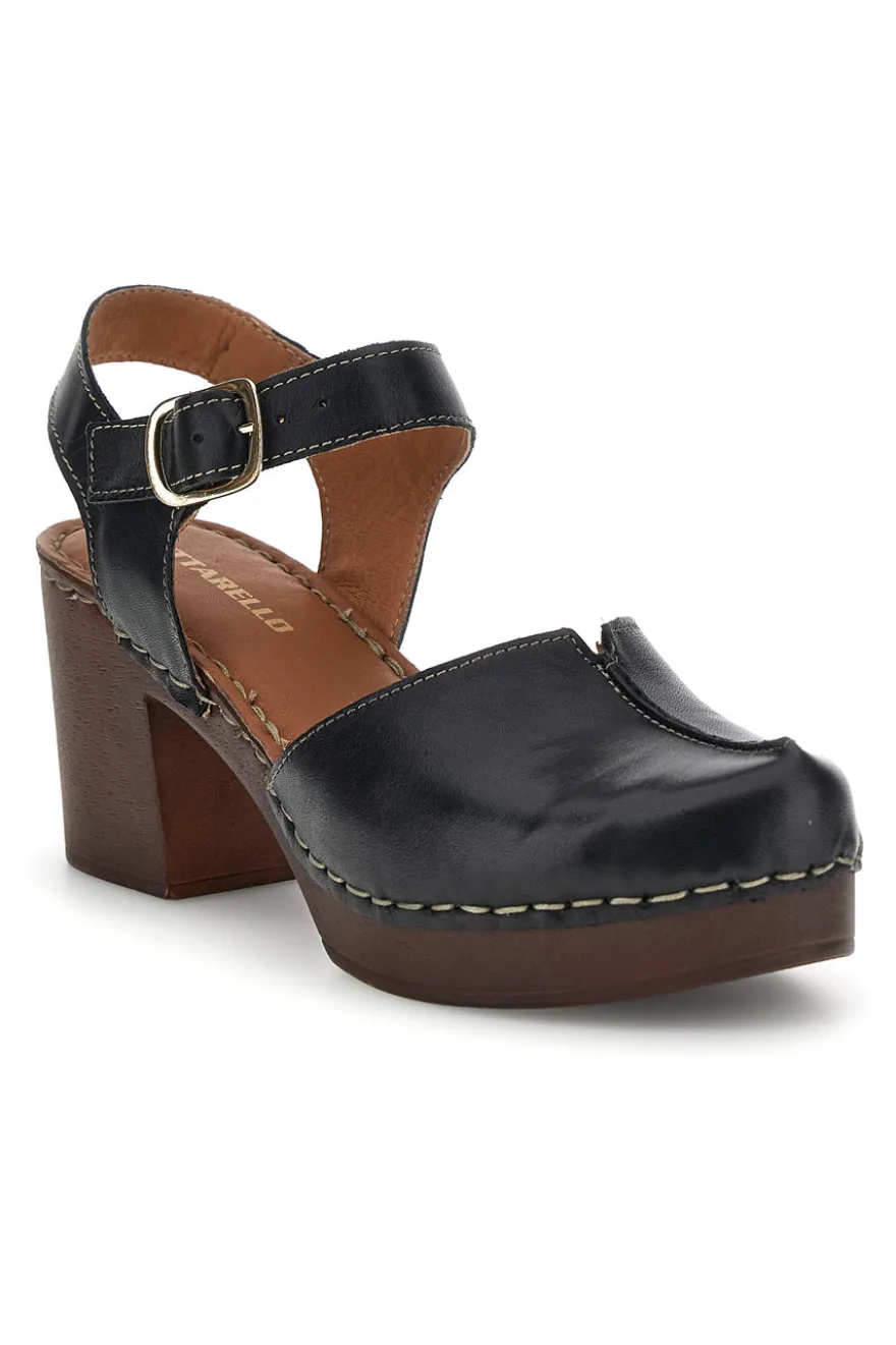 Sandali neri in vera pelle con tacco Pittarello 1145971