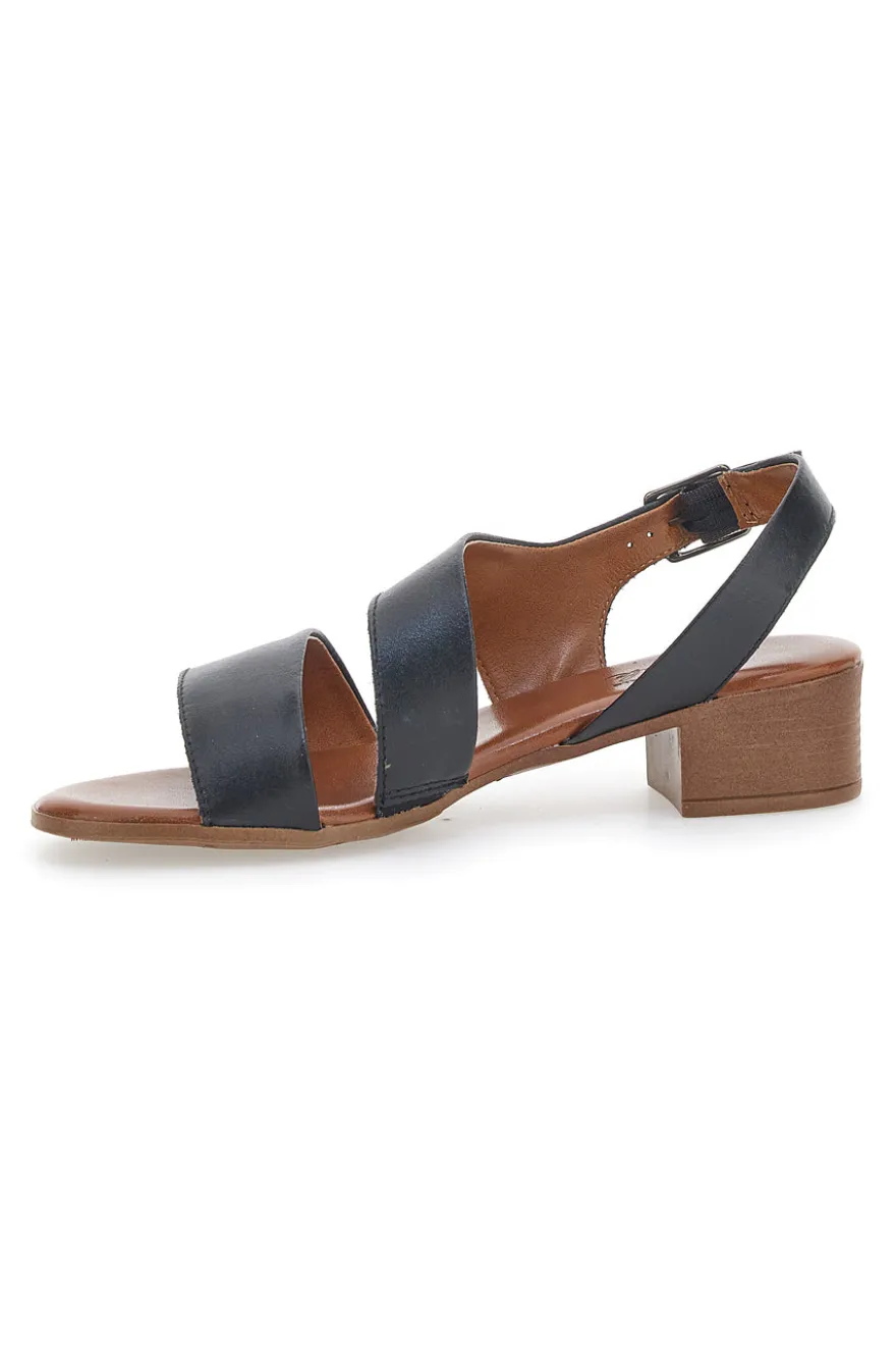 Sandali Neri In Vera Pelle Con Tacco 4 Cm Pittarello Look 243080