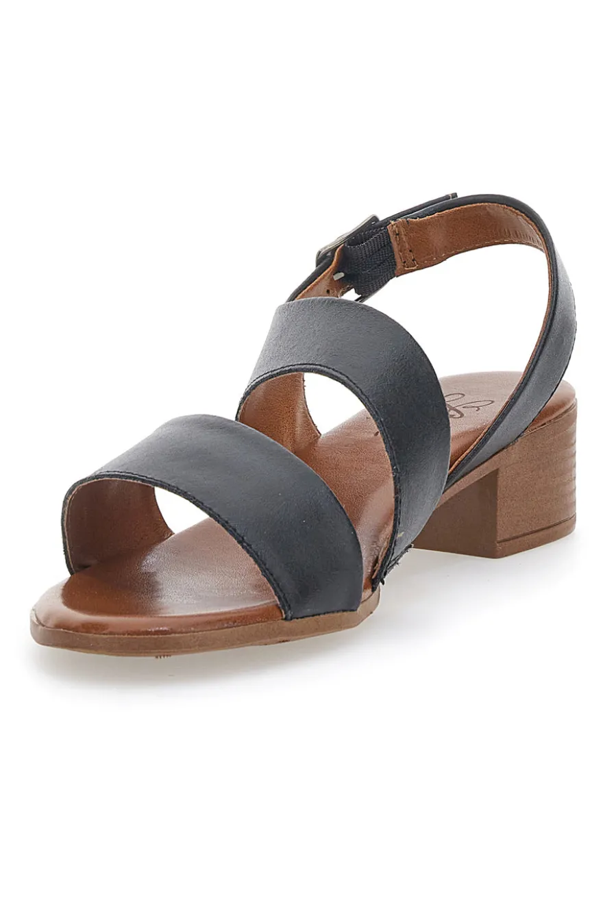 Sandali Neri In Vera Pelle Con Tacco 4 Cm Pittarello Look 243080