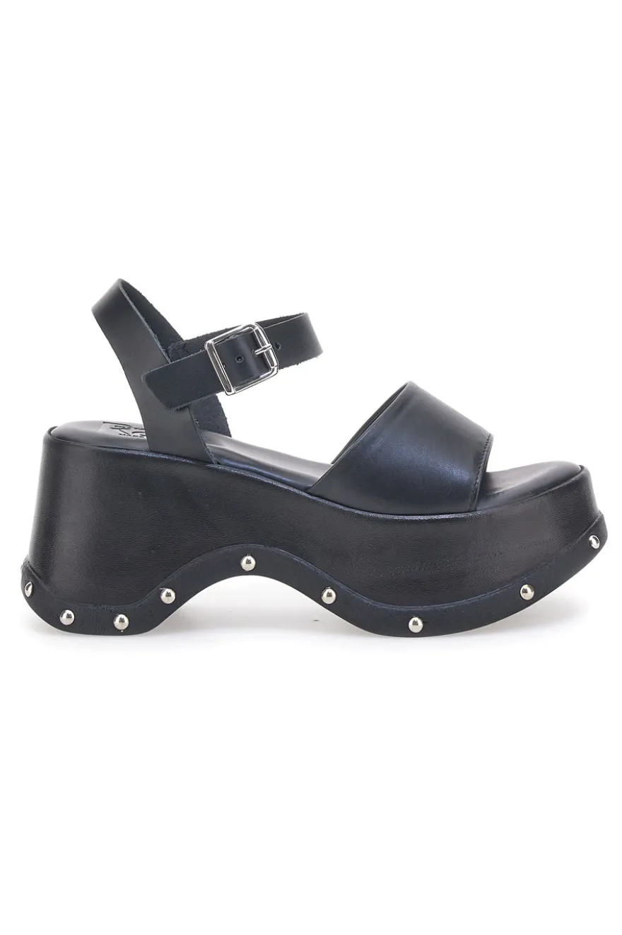 Sandali Neri In Vera Pelle con Platform Alto PITTARELLO ROCK 15777/Z