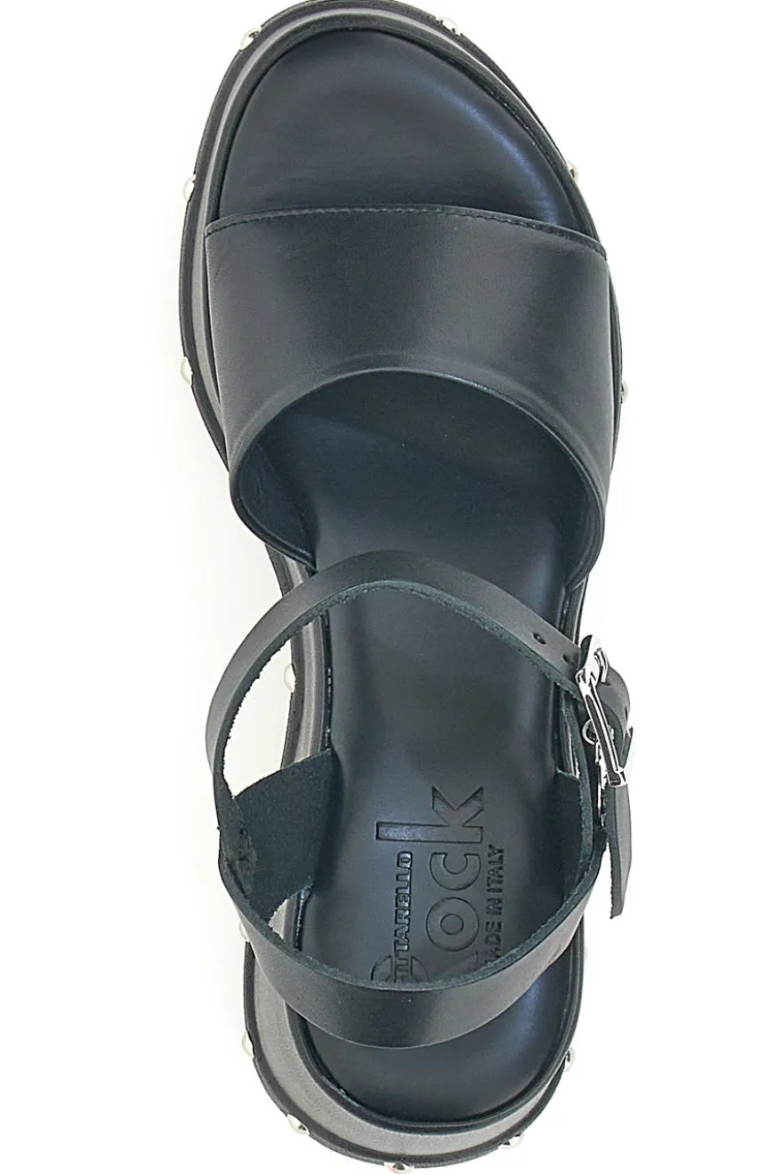 Sandali Neri In Vera Pelle con Platform Alto PITTARELLO ROCK 15777/Z