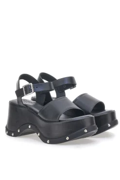 Sandali Neri In Vera Pelle con Platform Alto PITTARELLO ROCK 15777/Z