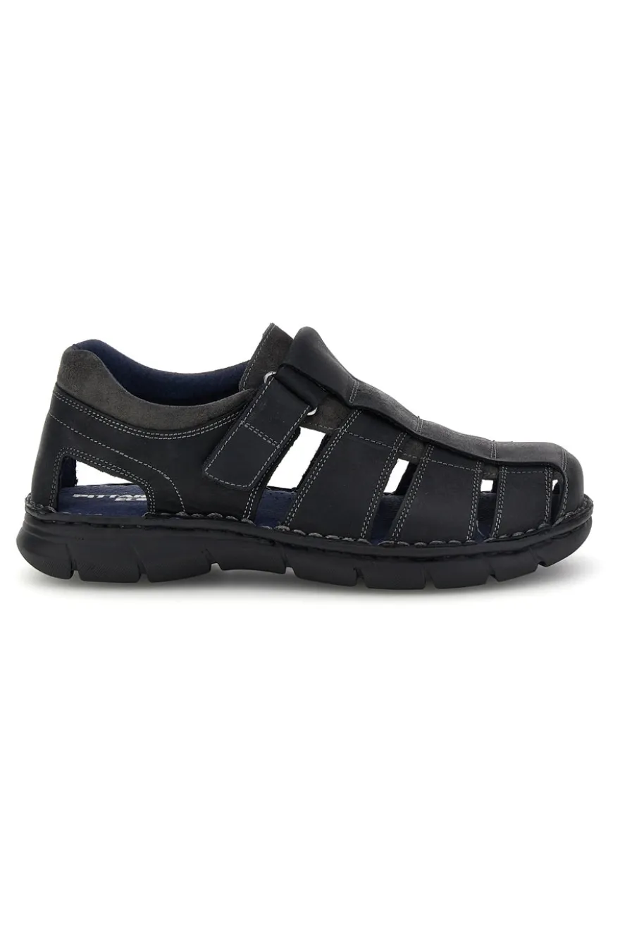 Sandali neri in vera pelle con design intagliato Pittarello eco 2617402