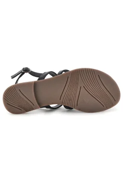 Sandali neri in vera pelle con frange e decoro frontale Pittarello look IF8162