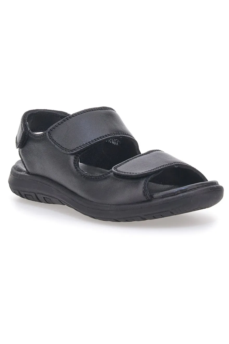 Sandali neri in vera pelle con doppio strappo Fly Dinamic FD102