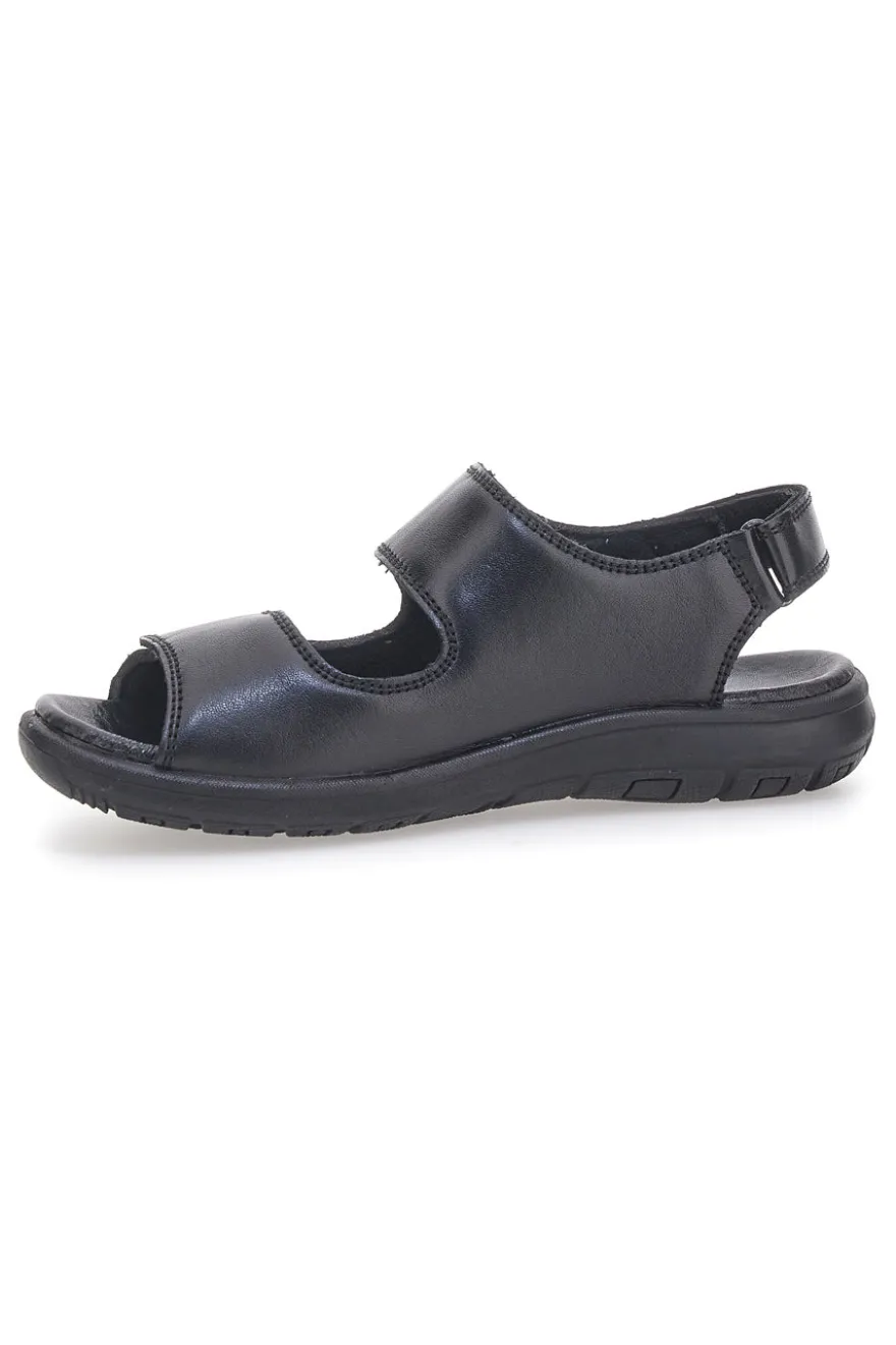 Sandali neri in vera pelle con doppio strappo Fly Dinamic FD102