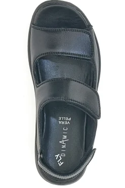 Sandali neri in vera pelle con doppio strappo Fly Dinamic FD102