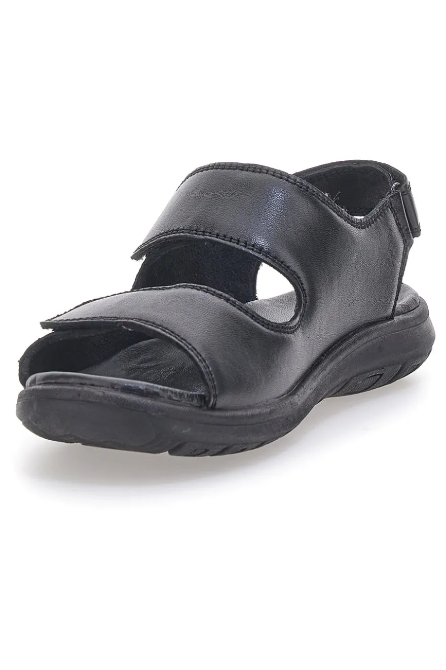 Sandali neri in vera pelle con doppio strappo Fly Dinamic FD102