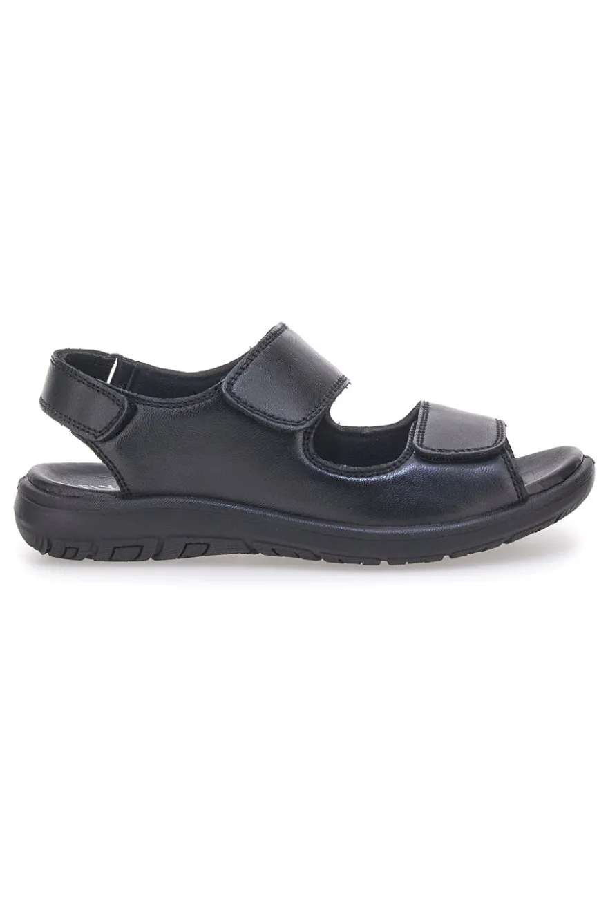 Sandali neri in vera pelle con doppio strappo Fly Dinamic FD102