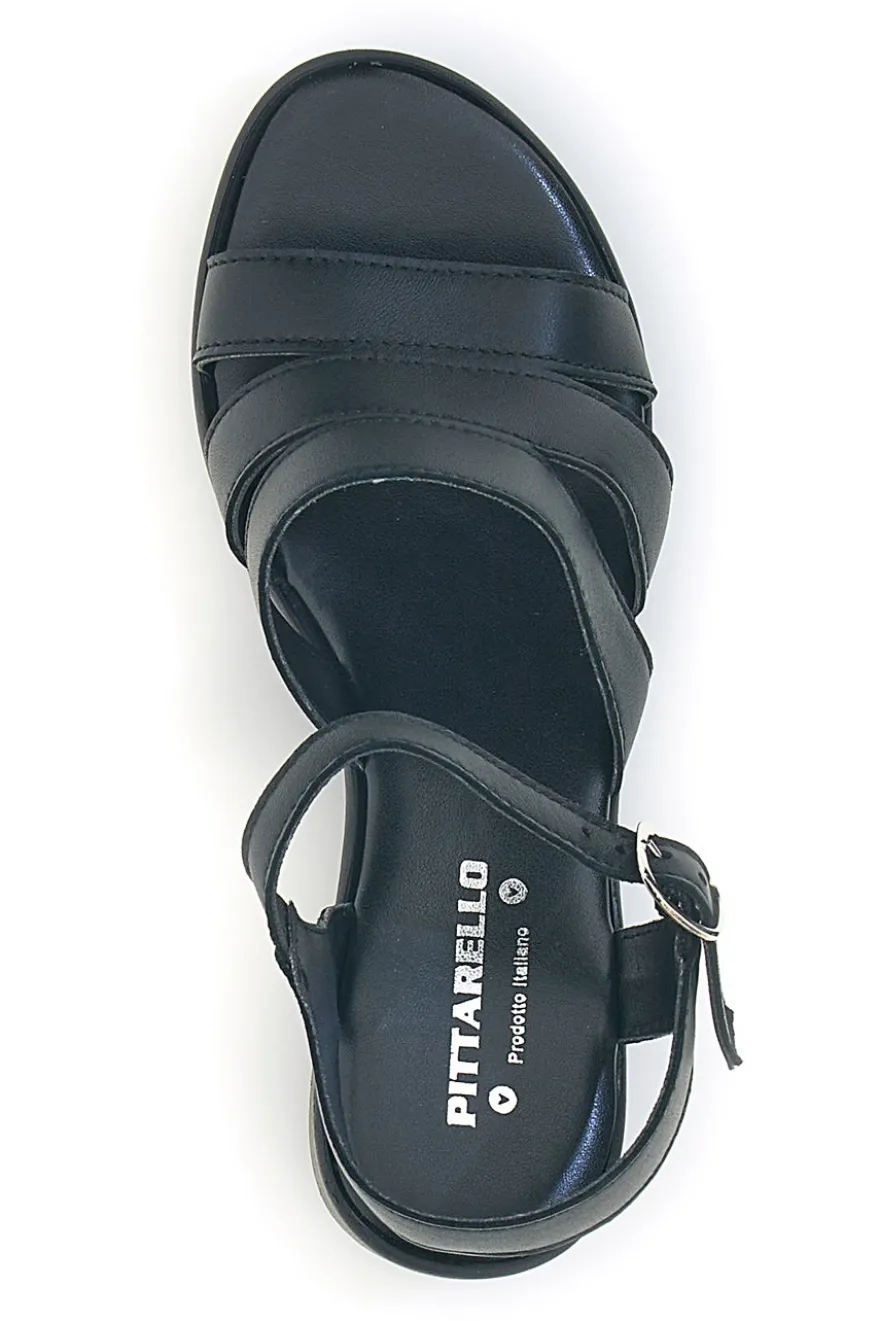 Sandali Neri in vera pelle Made in Italy con cinturino Pittarello 800071082