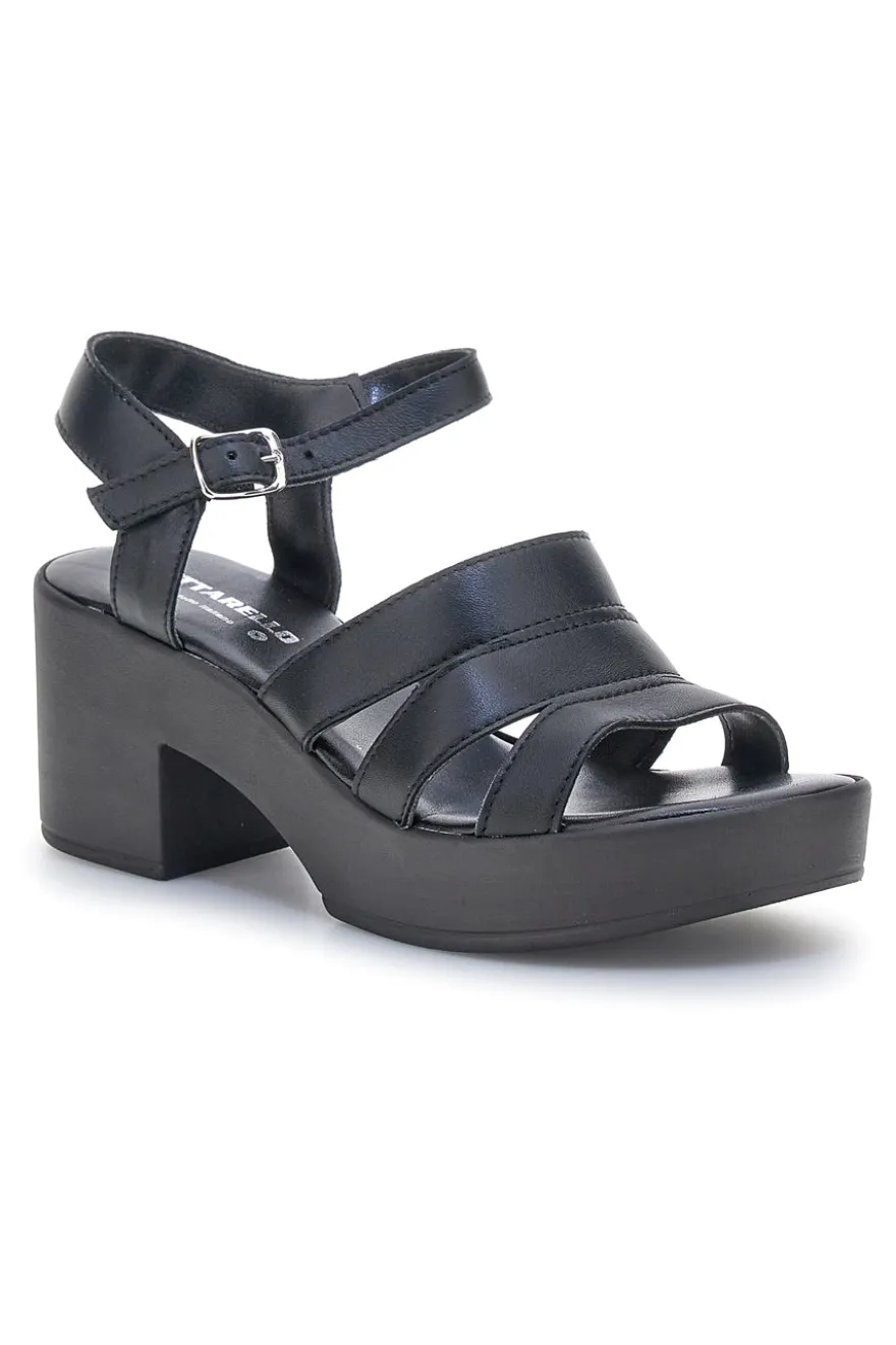 Sandali Neri in vera pelle Made in Italy con cinturino Pittarello 800071082
