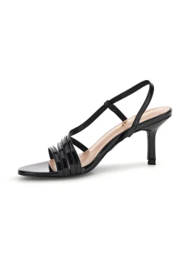 Sandali neri in vernice tacco medio cinturino First lady P709