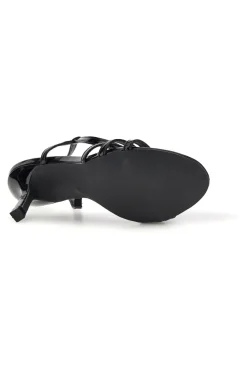 Sandali neri in vernice tacco medio cinturino First lady P709