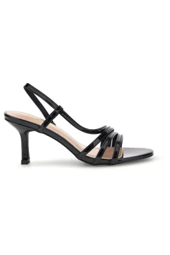 Sandali neri in vernice tacco medio cinturino First lady P709