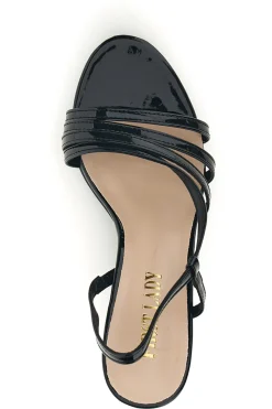 Sandali neri in vernice tacco medio cinturino First lady P709