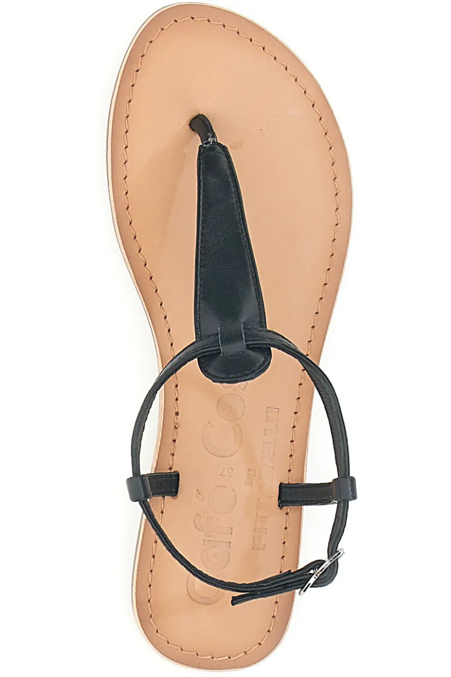 Sandali Neri Infradito Con Suola Flat Cafe' Cost 95103