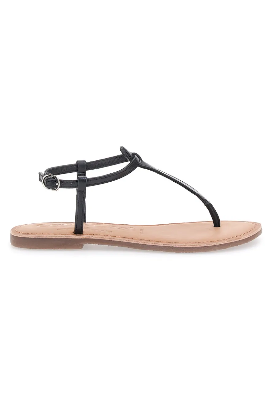 Sandali Neri Infradito Con Suola Flat Cafe' Cost 95103