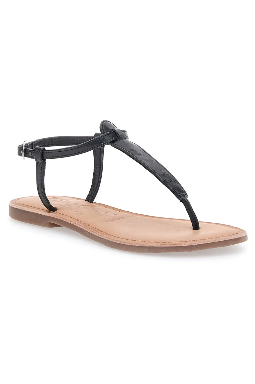 Sandali Neri Infradito Con Suola Flat Cafe' Cost 95103