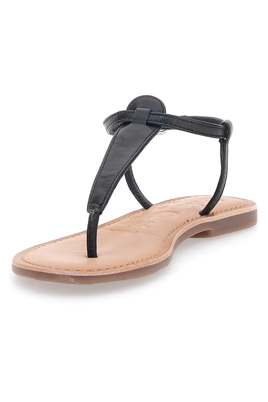 Sandali Neri Infradito Con Suola Flat Cafe' Cost 95103