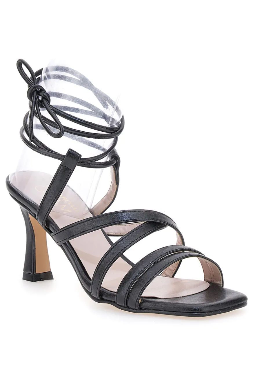 Sandali Neri Lace-Up Con Tacco 9 Cm Pittarello Glam 3615