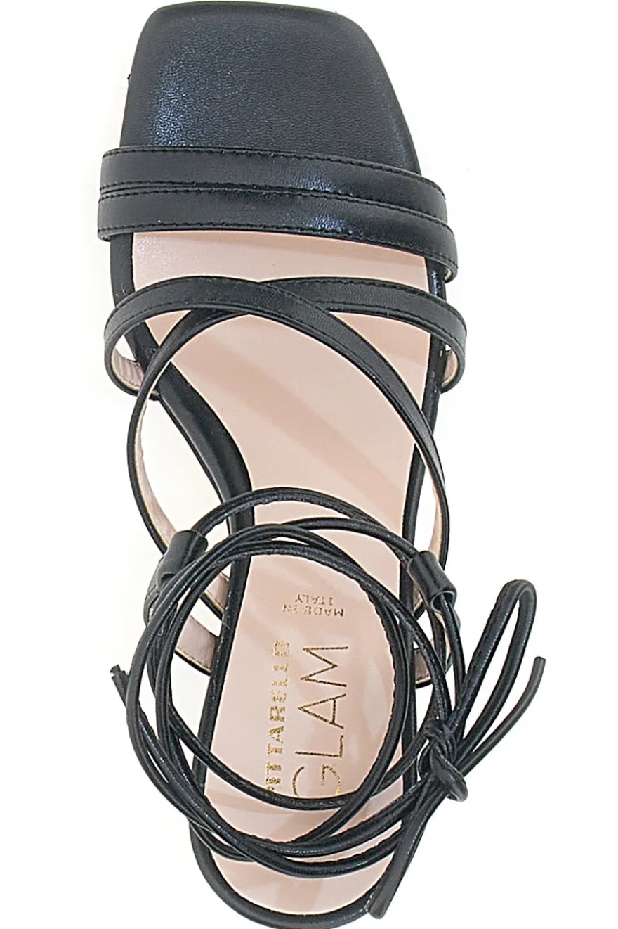 Sandali Neri Lace-Up Con Tacco 9 Cm Pittarello Glam 3615