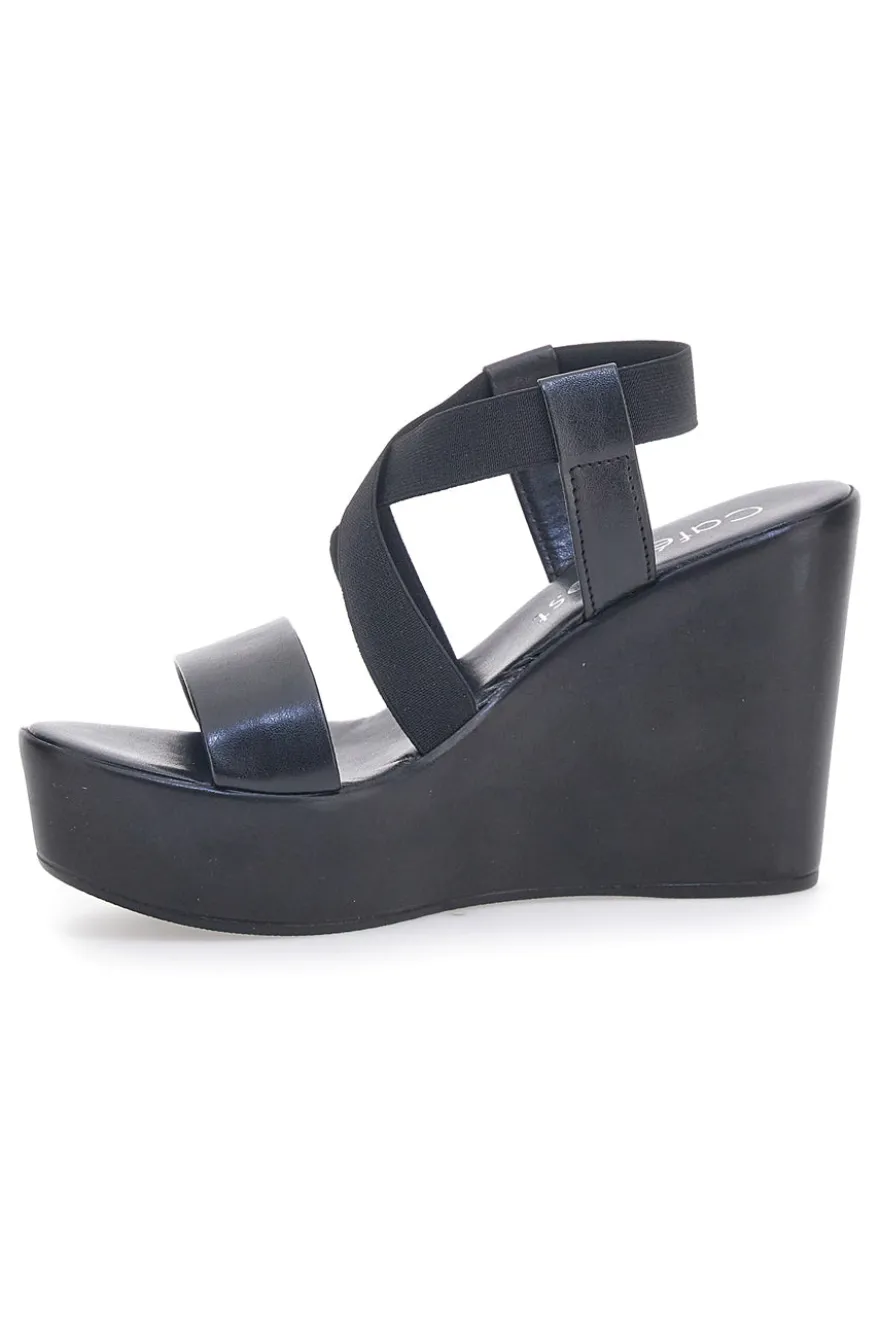 Sandali Neri Made In Italy Con Zeppa Da Donna Cafe' Cost 1