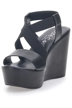 Sandali Neri Made In Italy Con Zeppa Da Donna Cafe' Cost 1