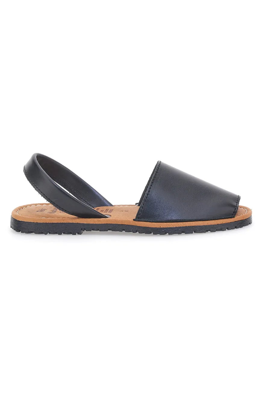 Sandali Neri Open Toe in Materie Sintetiche Fly Nature MN101
