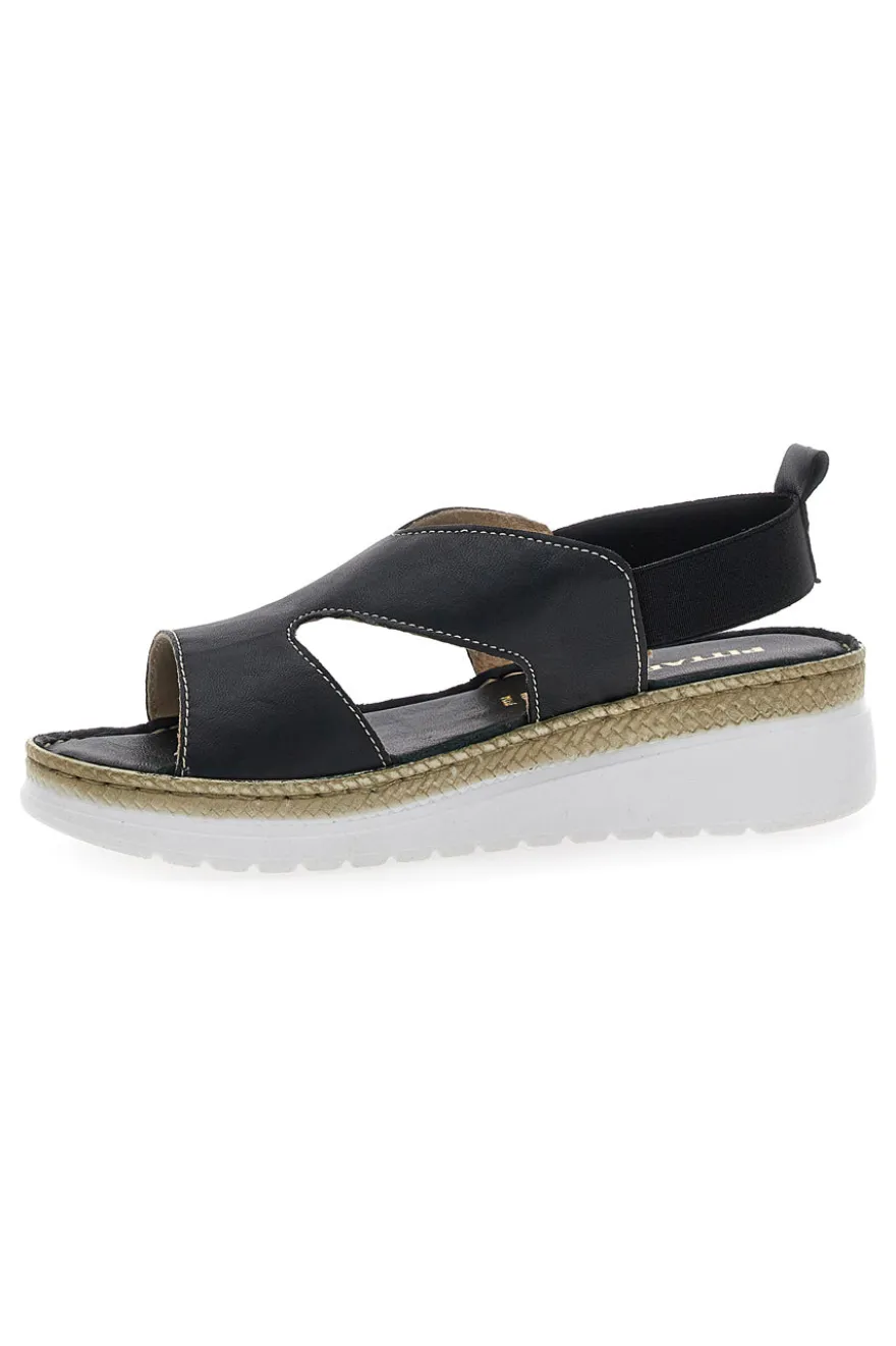 Sandali Neri Sling-back Con Elastici Pittarello 90042