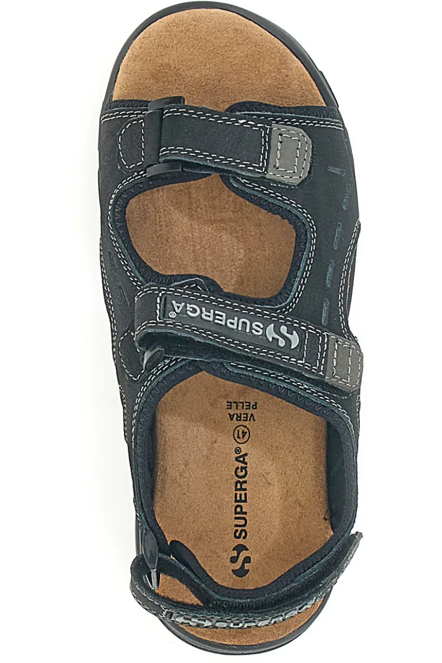 Sandali neri sportivi con strappi Superga S86U292