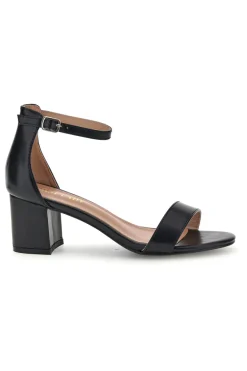 Sandali nero con fascia frontale e tacco largo First lady P695