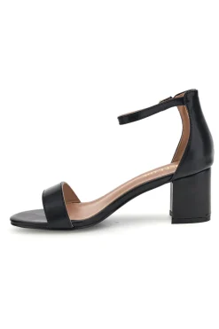 Sandali nero con fascia frontale e tacco largo First lady P695
