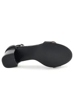 Sandali nero con fascia frontale e tacco largo First lady P695