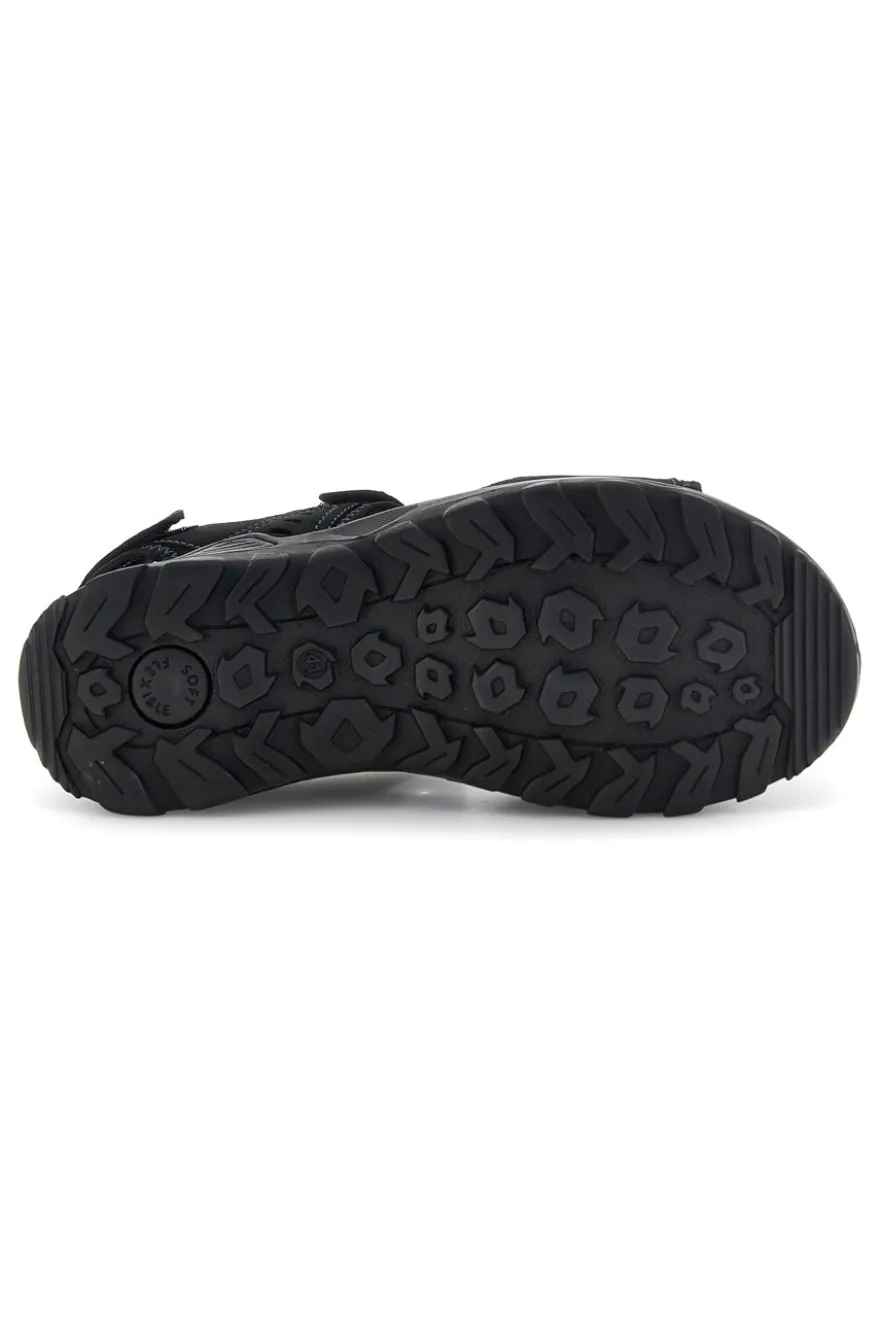 Sandali nero in vera pelle con chiusure a strappo Fly dynamic FD10