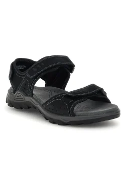Sandali nero in vera pelle con chiusure a strappo Fly dynamic FD10