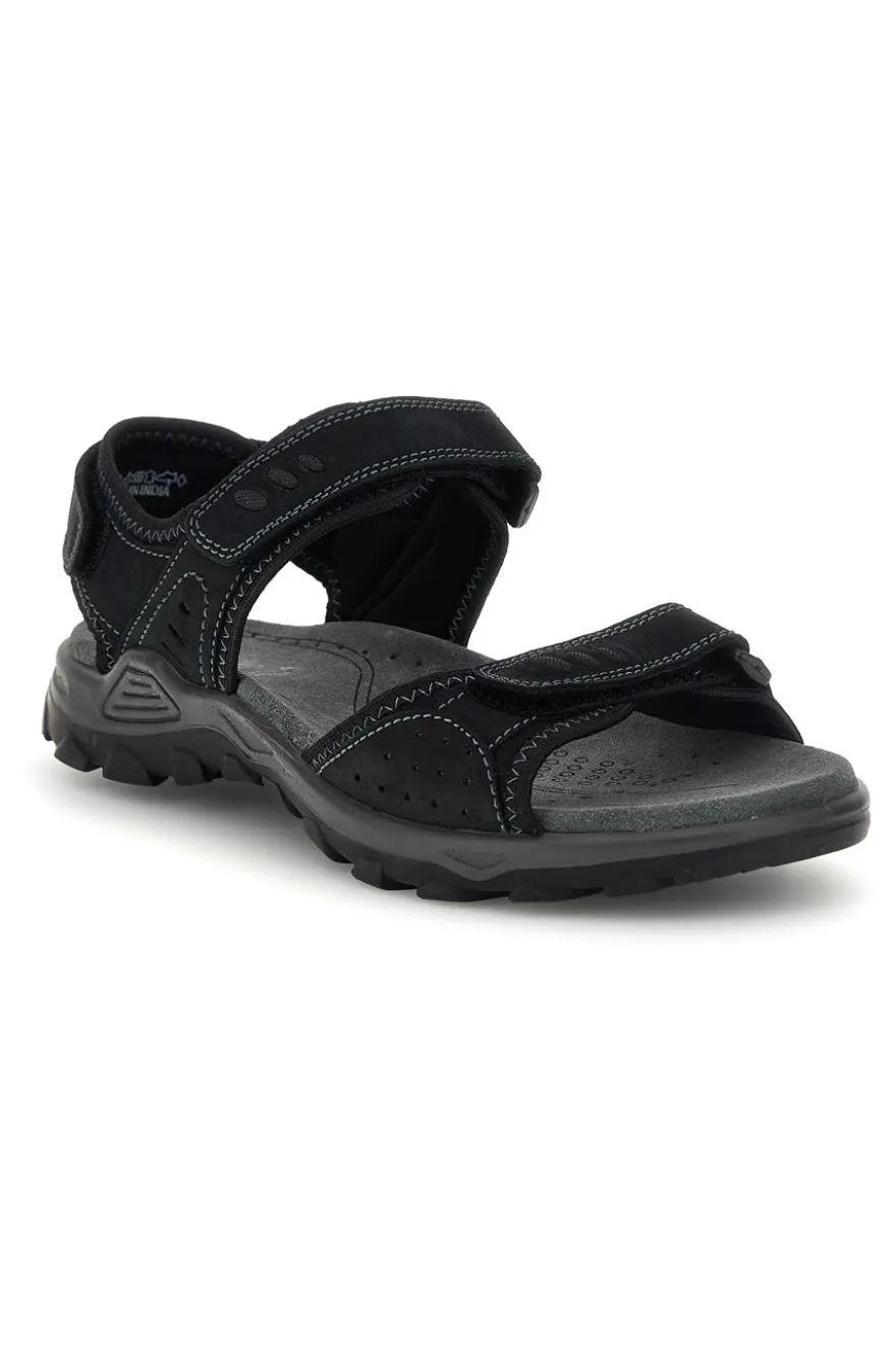 Sandali nero in vera pelle con chiusure a strappo Fly dynamic FD10