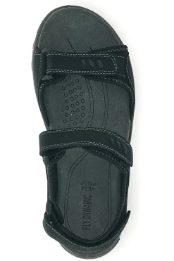 Sandali nero in vera pelle con chiusure a strappo Fly dynamic FD10