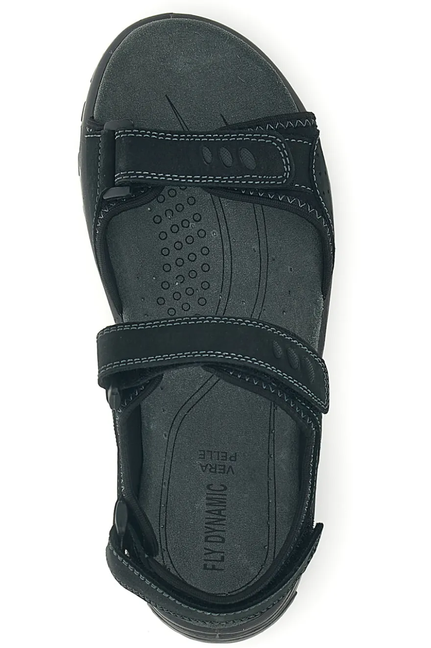 Sandali nero in vera pelle con chiusure a strappo Fly dynamic FD10