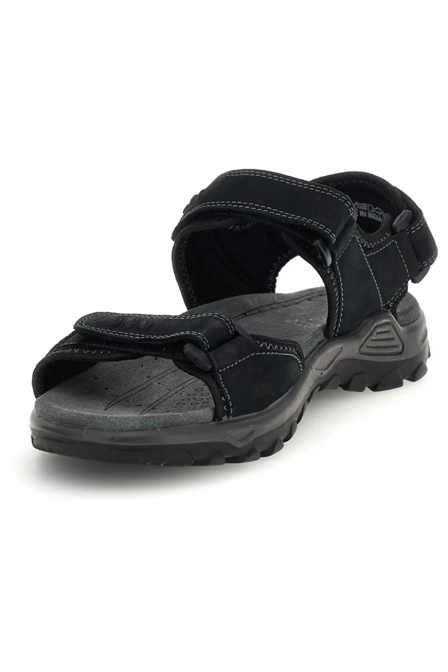 Sandali nero in vera pelle con chiusure a strappo Fly dynamic FD10