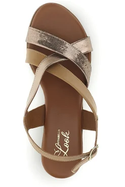 Sandali nocciola con fasce incrociate pelle Pittarello look 243170