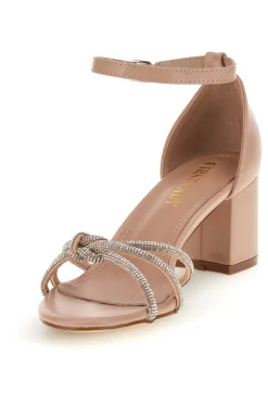 Sandali nude con cinturini brillanti e tacco largo First lady P706