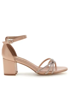 Sandali nude con cinturini brillanti e tacco largo First lady P706