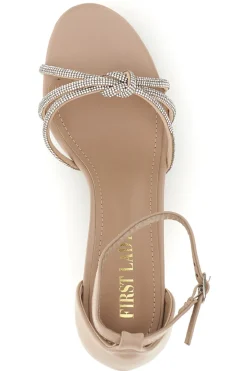 Sandali nude con cinturini brillanti e tacco largo First lady P706